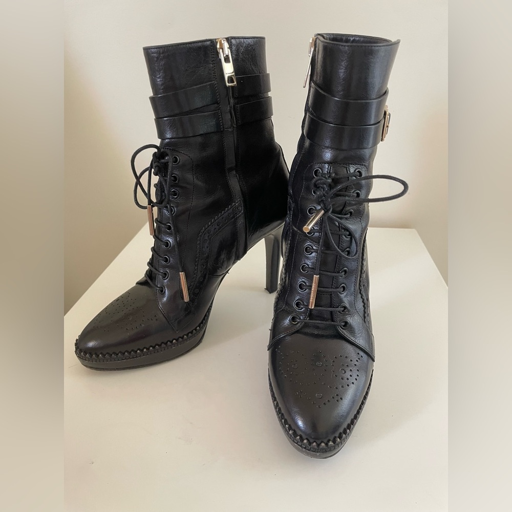 Burberry Black Stiletto Heeled Boots with Lace-Up Design size EU 36 - Picture 7 of 10